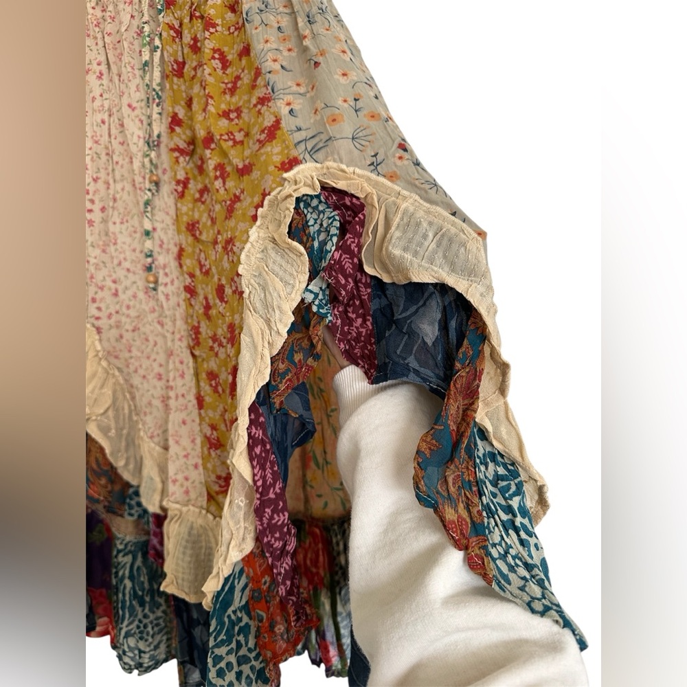 NWT Young Threads Boho Patchwork Asymmetrical Ruf… - image 3